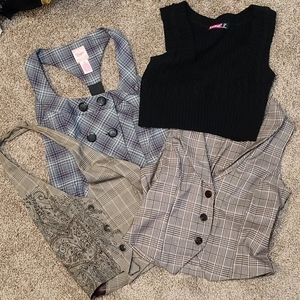 4 Goth vintage punk vests small short plaid emo